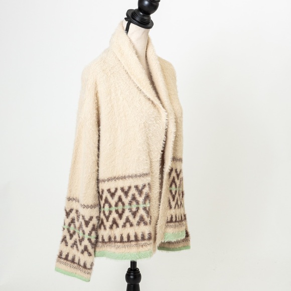 Southwestern vibe soft fuzzy shawl collar open style cardigan neutral L by a.n.a - Picture 3 of 12
